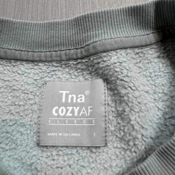 Aritzia Tna Cozy AF Fleece Crop Crew Neck Sweatshirt Seafoam Green 1 XS S - Picture 8 of 11